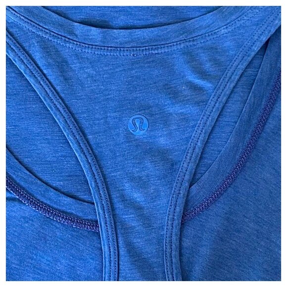 Lululemon Royal Blue Racerback Athletic Tank Top Logo Back Women’s Size 10 - Picture 6 of 7